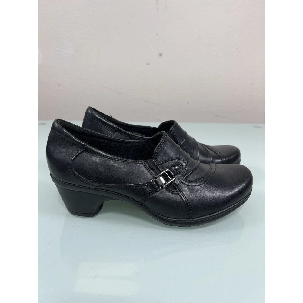 Earth Origins Roxanne Women's 7.5M‎ Black Leather Comfort Work Heel Shoes